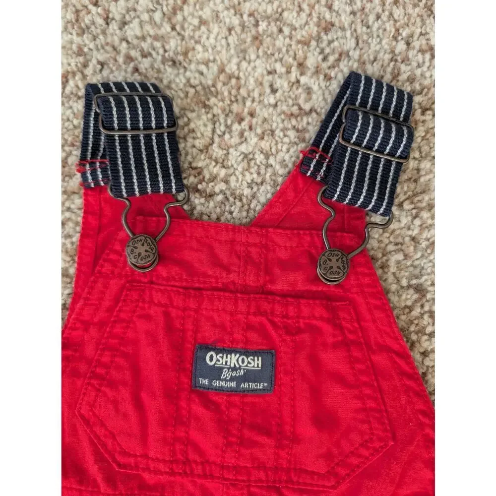 OshKosh B'Gosh BABY Boys Overalls outfit, size 6 mos; Red Denim
